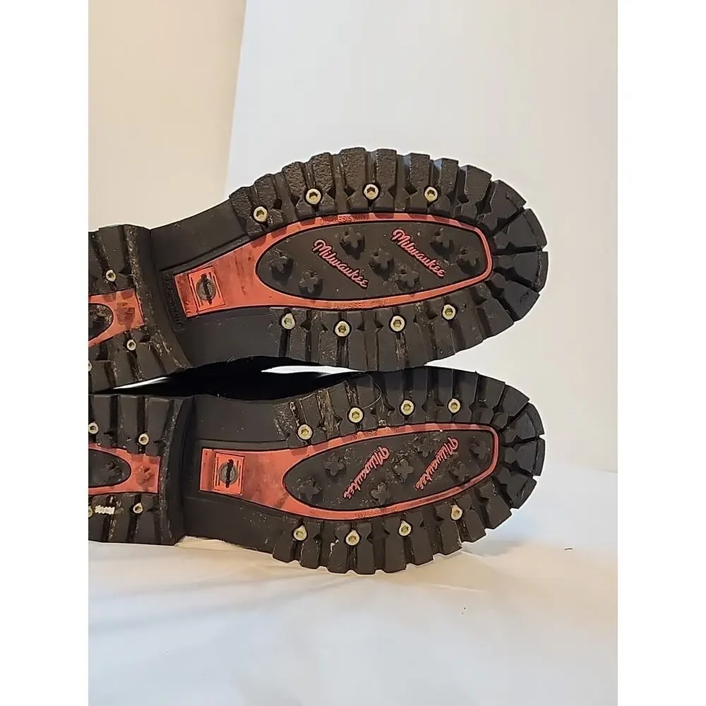 Milwaukee MB408 Accelerator Mens Size 12 Black Leather Dual Zip Motorcycle Boots